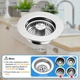thumbnail image 2 of 3-in-1 Kitchen Sink Drain Strainer & Stopper with Basket, Stainless Steel Drain Plug Cover Catcher for Food Waste - Sink Accessories for Home or Kitchen Sink Shroom Fit US Standard 3-1/2'' Drain Hole, 2 of 6
