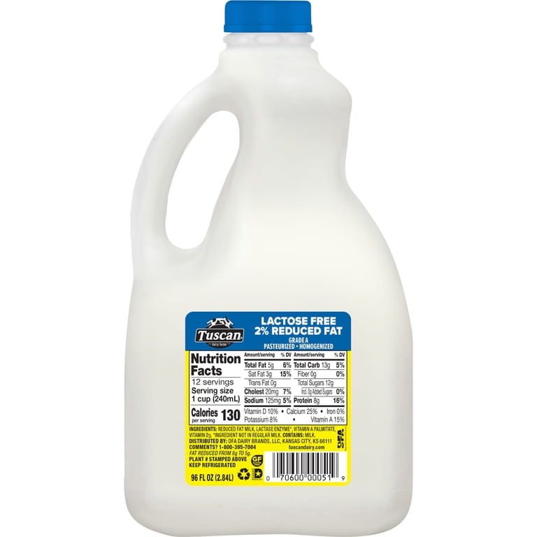 Tuscan Dairy Farms Lactose Free 2% Reduced Fat Milk 96 Fl Oz
