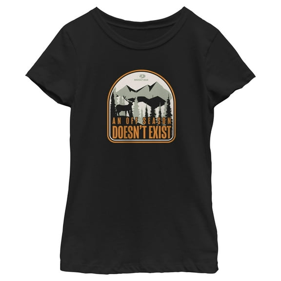 Girl's Mossy Oak An Off Season Doesn't Exist  Graphic Tee Black Small