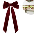 thumbnail image 3 of 12Pcs Red Velvet Ribbon Bows Christmas Tree Decorations, Christmas Velvet Rustic Crafts Gift Ribbon Bows for Indoor Outdoor Front Door Decor, 3 of 8