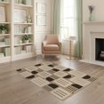 thumbnail image 2 of ODIKA 4'x6' Tan Brown Mid Century Modern Geometric Washable Area Rug Contemporary Abstract Squares Semicircles Stripes for Home Office, Under Desk, Non-Slip Chair-Friendly, Flatwoven, 2 of 7