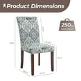 thumbnail image 3 of Mid-Century Fabric Dining Chairs Set of 6 with Nailhead Detail and Wooden Legs, Upholstered Side Chairs for Kitchen and Dining Room – Blue/White Flower, 3 of 6