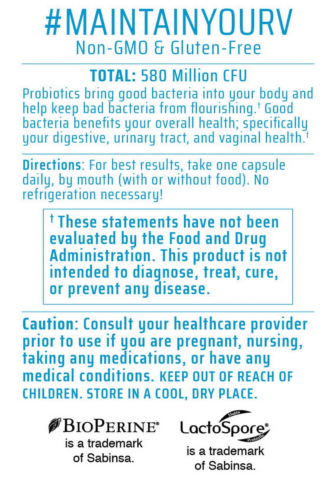 Queen V DD Probiotic Daily Vitamins, Balances Yeast & Bacteria for Digestive Health 30 Count - image 4 of 9