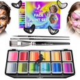 thumbnail image 1 of Kit de pintura facial ADIS&GUYS 12 colores, pinceles y plantillas, 1 of 7