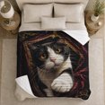 thumbnail image 5 of Elegant Tuxedo Cat Portrait, Mystical Pet Portrait Pattern, Warm Flannel Blanket for Living Room and Bedroom with Detailed Artwork, Cat Lovers autumn celebration Gift, Pet Lover Home Decor, 5 of 9