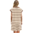 thumbnail image 4 of Cap Sleeve Women Stripe Print V Neck Mini Polo Dress with Pocket, 4 of 6