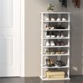 thumbnail image 4 of Pemberly Row 7 Tier Double Rows Shoe Rack Vertical Wooden Organizer White, 4 of 8