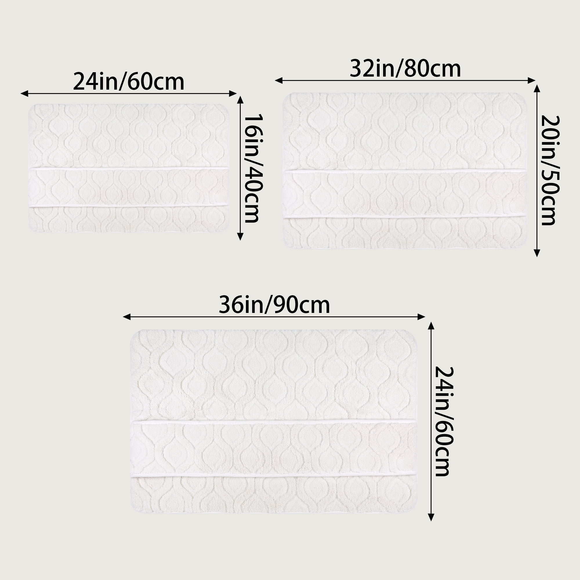 Unique Bargains Quick Dry Bath Mat Non Slip Washable Absorbent Rug White 16" x 24"