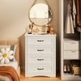thumbnail image 3 of Lofka 4 Drawer Dresser for Bedroom, Tall Wood Dresser with Large Drawer & Delicate Metal Handles for Closet, Living Room, Hallway - White (36" Height), 3 of 11