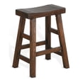 thumbnail image 2 of Pemberly Row 24" Saddle Seat Mahogany Wood Stool in Dark Chocolate (Set of 2), 2 of 8