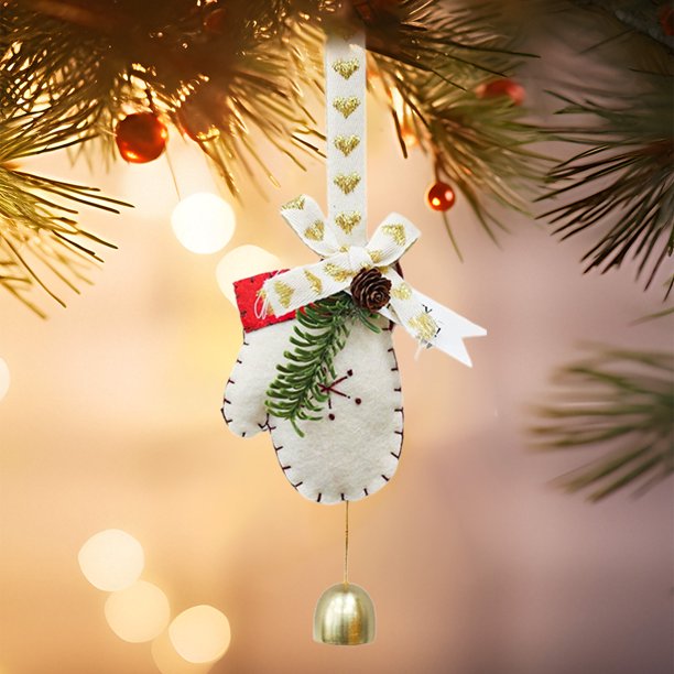 Campanas de Viento Navideñas | Adorno Colgante de Campanas Pequeñas | Poliéster Rojo y Blanco | Sonido de Tintineo | Decoración para Árbol de Navidad | Decoración Festiva para Ventanas y Puertas | Re