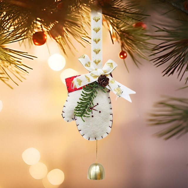 Campanas de viento navideñas pequeñas y fragantes para decorar el árbol de Navidad. Campanas navideñas para el hogar, sala de estar, restaurante o ventana. Pequeños adornos colgantes. Guantes navideño