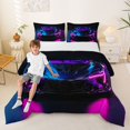 thumbnail image 2 of Castle Fairy Neon Sports Car Full Size Comforter Sets 3 Pieces for Teens, Dark Studio View Bedding Sets for Bedroom, Purple Blue,Black Reversible, 2 of 6