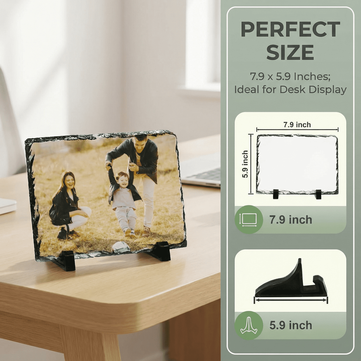 Bibana 6 Pack Sublimation Slate Blanks, 5.9x7.9 Inch Thermal Transfer Picture Frame with Display Stand for DIY Custom Gifts & Desktop Decor