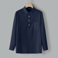 thumbnail image 4 of LYXSSBYX Men's Performance Long Sleeve Shirt Moisture Wicking Crew T-Shirt Baggy Cotton Linen Solid Pocket Turn-down Collar Tops, 4 of 8