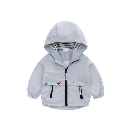 

famuka Toddlers Windbreaker Jacket Little Boy Hooded Coat Casual Outerwear