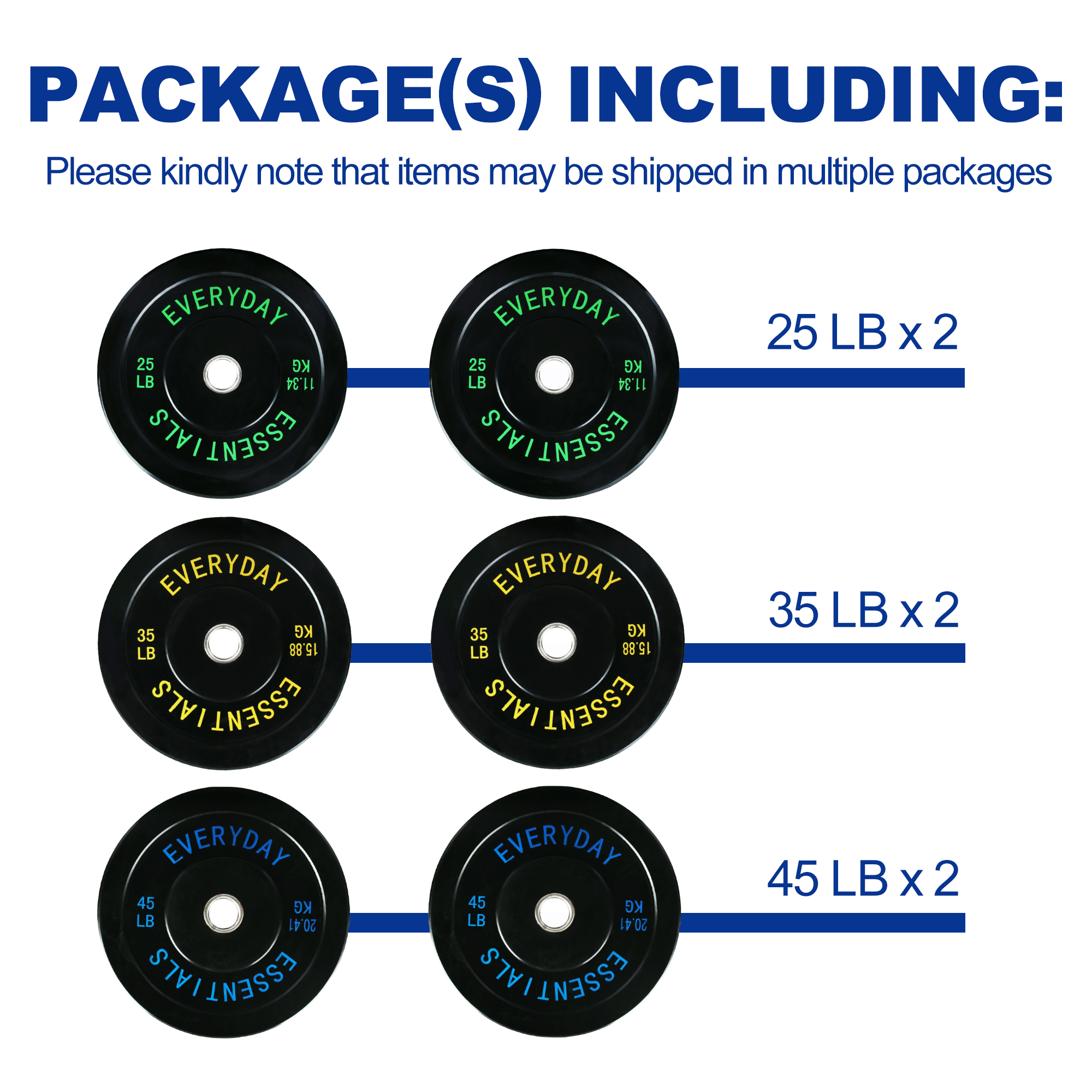 BalanceFrom Olympic Bumper Plate Weight Plate with Steel Hub, Black, 210 lbs Set