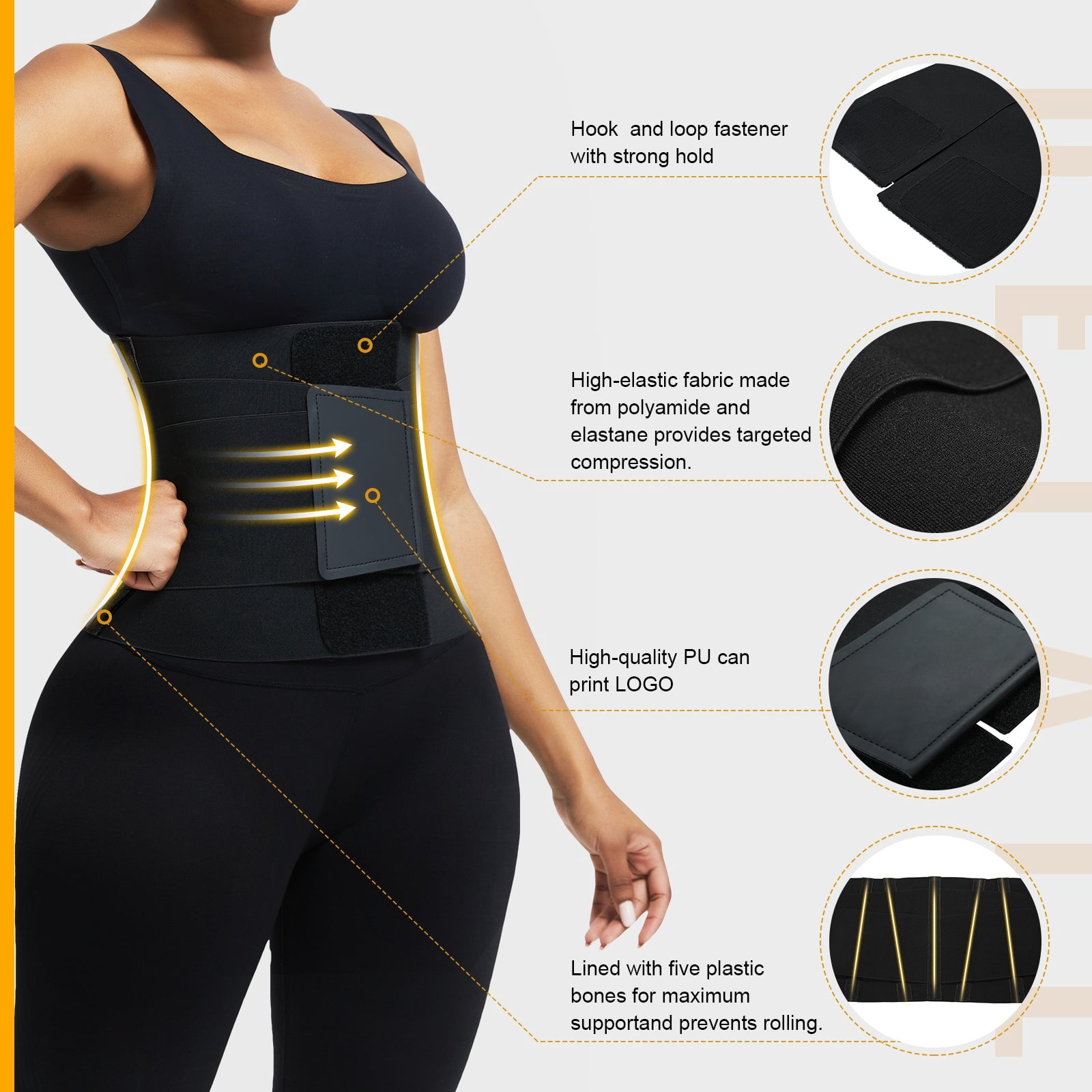 FeelinGirl Women's Adjustable Tummy Control Waist Trainer Belt with Triple Wrap Design, XS-4XL