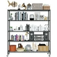 thumbnail image 5 of UBesGoo 5-Tier Steel Shelving Unit with Wheels, 46"W  Storage Shelving Rack, Heavy Duty Adjustable Wire Shelf, 46"W x 72" H x 18" D, 5 of 14