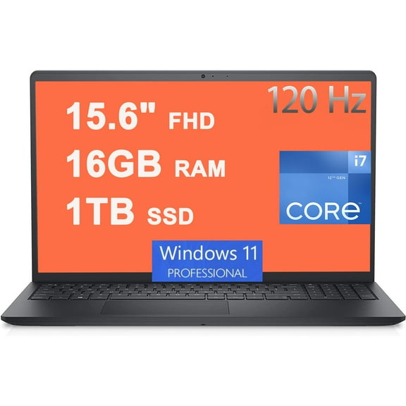 Dell Inspiron 15 3000 3520 Business Laptop 15.6" FHD WVA Anti-Glare 120Hz Intel 10-Core i7-1255U Processor 16GB RAM 1TB SSD Intel Iris Xe Graphics HDMI Win11Pro Black