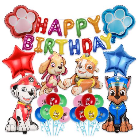 Dog Party Supplies, 37 Pcs Dog Birthday Party Balloons Set Include 4 Paw Dog Party Balloons, 13 Bithday Banner, 15 Latex Balloons for Kids Party Decoration for Kids Party Favors