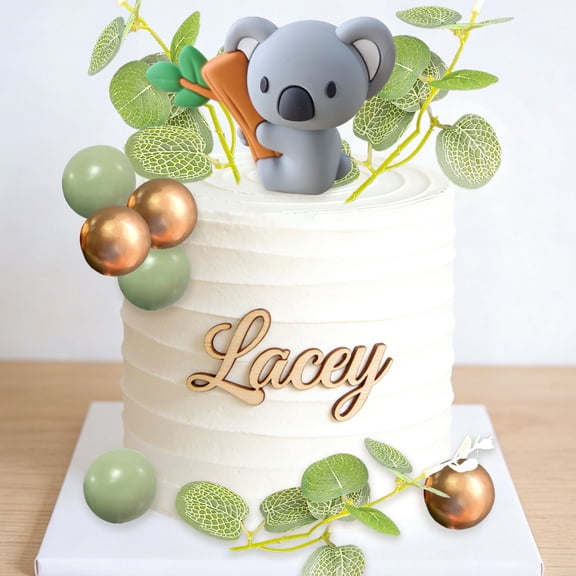 Koala Forest Cake Topper Set - Natural Green & Gold Decor for Themed Party Celebrations