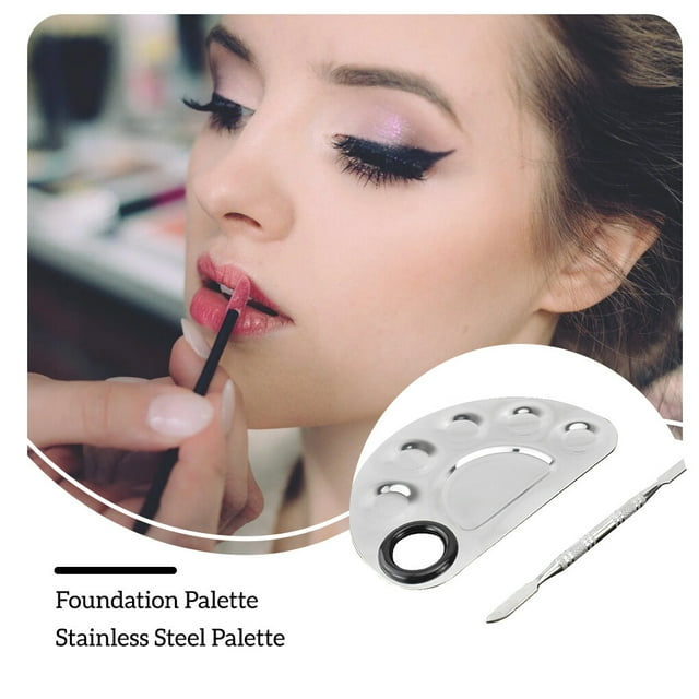 pitrice Makeup Mixing Palette Stainless Steel Fine Workmanship Reusable Solid Convenient Cosmetic Palettes for Beauty Salon Daily Life Type 6