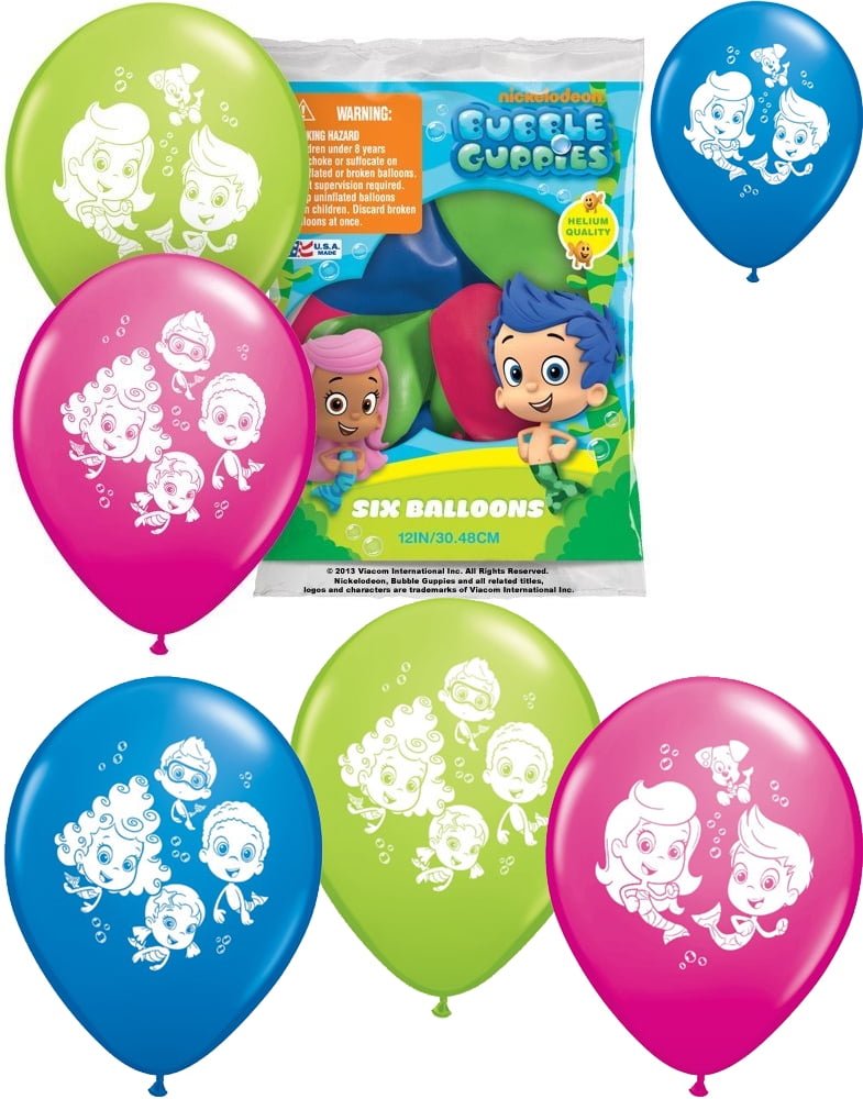 Set of 6 Bubble Guppies Balloons 12" Assorted Color Balloons Walmart