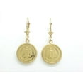 thumbnail image 2 of 14k yellow Gold coin Earrings lever Back fine gift jewelry for women 4.3g, 2 of 12
