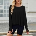 thumbnail image 6 of Penkiiy Women's Fall Trendy Backless Loose Top - Oversized Long Sleeve Thumb Hole Shirt | Casual Solid Color Pullover L Black, 6 of 9