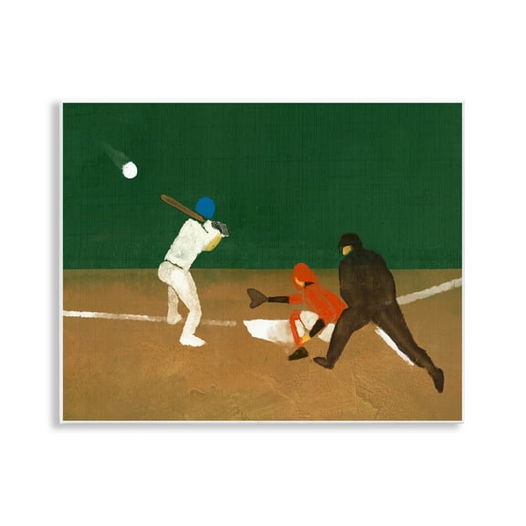 Stupell Industries Batting Baseball Players Sports Painting Unframed Art Print Wall Art, 14 x 11