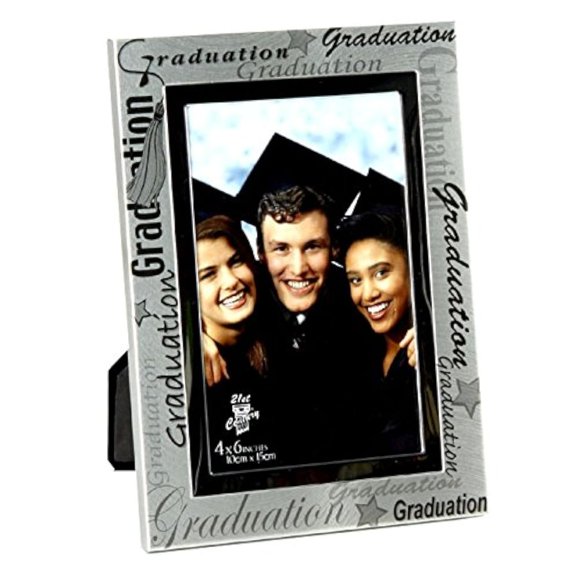 Oaktree Gifts Graduation Silver and Black Coloured Photo Frame Aluminium 4 x 6