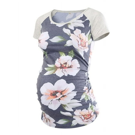 

LilyLLL Womens Maternity Floral Printed Scoop Neck Tunic Tops