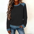 thumbnail image 5 of Sweatshirts for Women Crewneck Long Sleeve Tops Fashion Loose Fit Tops Spring Color Block Pullover 2026 Black 2XL, 5 of 5