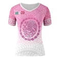 thumbnail image 3 of Trendfront Womens Mexico Letter Graphic Soccer V Neck Short Sleeve Geometric Print Country Pride Football Fan Match Day Athletic Style Top, 3 of 5