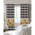thumbnail image 4 of Sunflower Blackout Curtains for Bedroom Living Room Darkening Curtains 84 Inch Length 2 Panels Set Retro Buffalo Plaid Black White Country Bee Window Curtain Window Treatment Grommet Drapes 42"x84", 4 of 9
