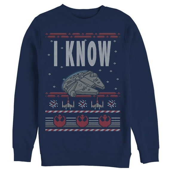 Men's Star Wars Christmas I Know Quote Sweatshirt Navy Blue Large