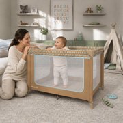 Dream on Me Zodiak Portable Playard with Carry Bag & Shoulder Strap, Coffee/Blue, Unisex