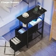 thumbnail image 6 of End Table Set 2 with Charging Station, Narrow Side Table with 2 Fabric Drawers, Skinny Nightstand with LED Light, Slim Bedside Table for Bedroom, Living Room, Small Spaces, Black, 6 of 16