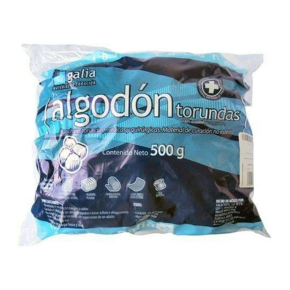 Torunda de 100% Algodón puro Galia biodegradable 500 gramos