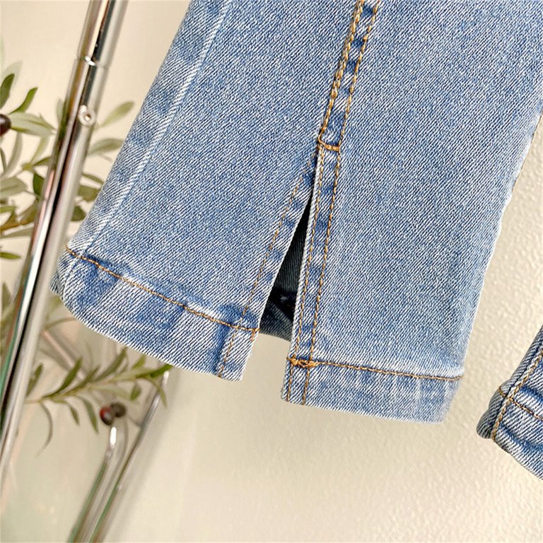 Quealent Rainbow Pants Girls Strap Jeans Elastic Slim Vintage Casual Flared  Jeans Trousers Daily Wearing Girls Denim Girls Pants Blue 2-3 Years 