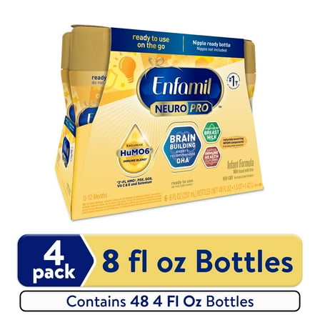 Enfamil NeuroPro Liquid Baby Formula, MFGM* 5-Year Benefit, Exclusive HuMO6 Immune Blend, 8 ​Fl Oz, 24 Count