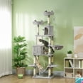 thumbnail image 2 of PawHut 81" Large Cat Tree w/ Scratching Posts, Cat Condos, Beds, Light Grey, 2 of 10