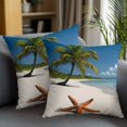 thumbnail image 2 of Throw Pillow Covers 20x20 Inch Set of 2 Palm Tree Starfish Decorative Pillow Covers Ocean Beach Cushion Cover Pillowcase for Sofa Couch Bed Home Decor, 2 of 9