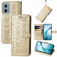 thumbnail image 1 of Funda Cartera FOXDOCK para Motorola Moto E15 , Flip PU con Relieve de Gatos y Perros, Tarjetero y Soporte, 1 of 6