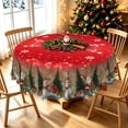 thumbnail image 2 of Duangreer Golden Christmas Plaid Round Tablecloth, Snowman Xmas Tree Gift Print, Waterproof Wrinkle Resistant, 70''Round, 2 of 6