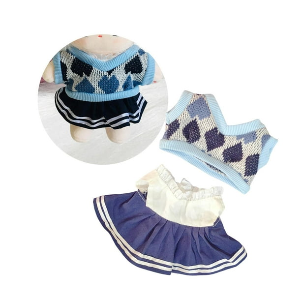 2 piezas de ropa para muñecas de 7,8 pulgadas, ropa para muñecas, accesorios para disfraces, adorable muñeca JK, vestido y chaleco para muñecas, Azul