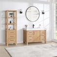 thumbnail image 5 of Leon 48" Vanity in Fir Wood Brown with Composite top in Lightning White & Mirror, 5 of 17