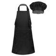 thumbnail image 2 of Alvivi Chef Apron and Hat for Boys Girls Cooking Chef Kitchen Apron Chef Cap Bib BBQ Gardening Apron Black Set One Size, 2 of 6