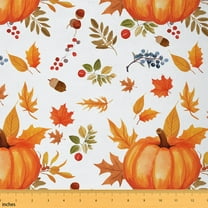 Homewish Farm Harvest Pumpkin Fabric by the Yard 1 Yard,Autumn Fall Maples Home Decor Fabric by the Yard,Rustic Plant Sewing Fabric For Girl Boys,Microfiber Bedroom Decor